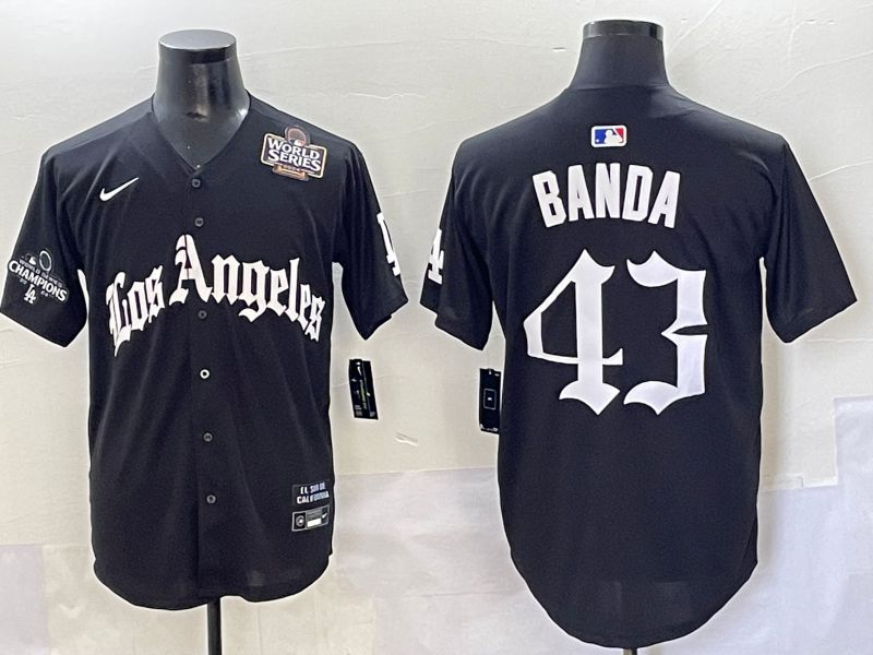 Men 2025 Los Angeles Dodgers #43 Banda Black Five generations Joint Name Nike MLB Jersey style 8